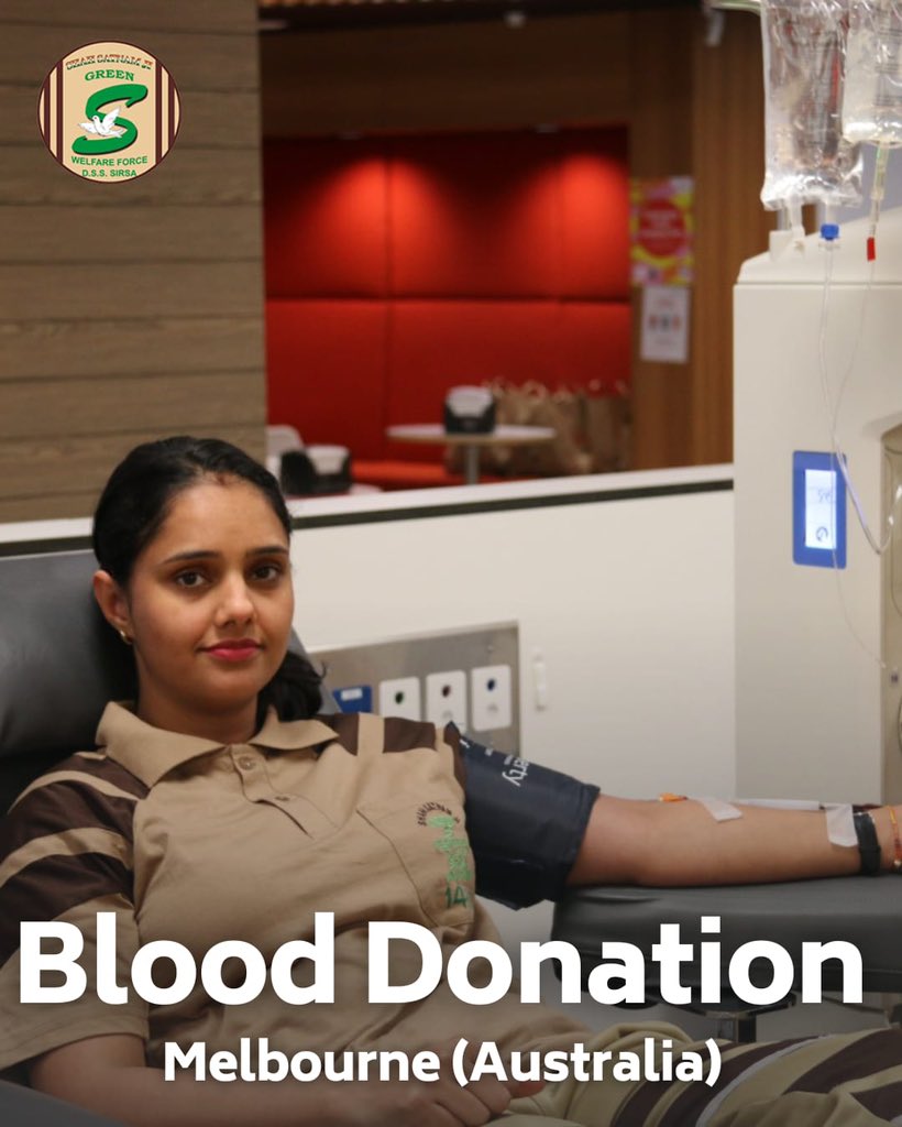 GreenSwelfares's tweet photo. Big applause for Shah Satnam Ji Green 'S' Welfare Force Wing volunteers in Melbourne Australia, stepping forward to donate blood🩸 for patients in need. Their selfless actions exemplify true compassion and community spirit. Let's spread the word and inspire others! #DeraSachaSauda #DonateBloodSaveLives