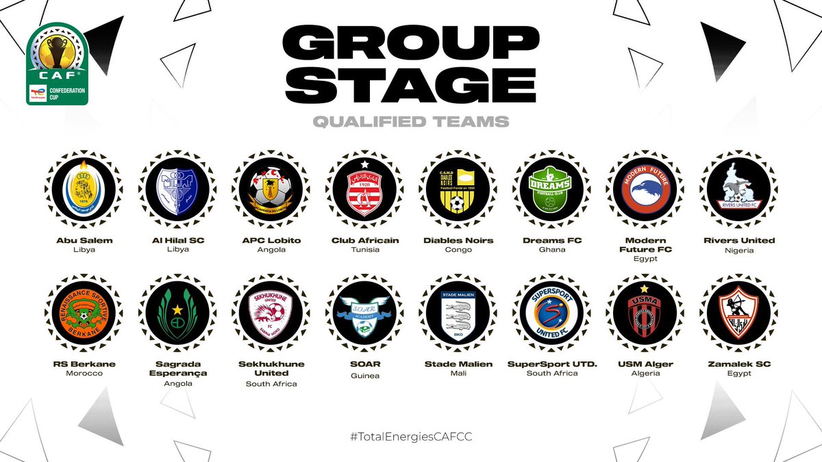 𝐓𝐎 𝐓𝐇𝐄 𝐆𝐑𝐎𝐔𝐏 𝐒𝐓𝐀𝐆𝐄𝐒! 😤

16 teams have qualified for the #CAFChampionsLeague and #CAFConfederationsCup group stages! 🏆