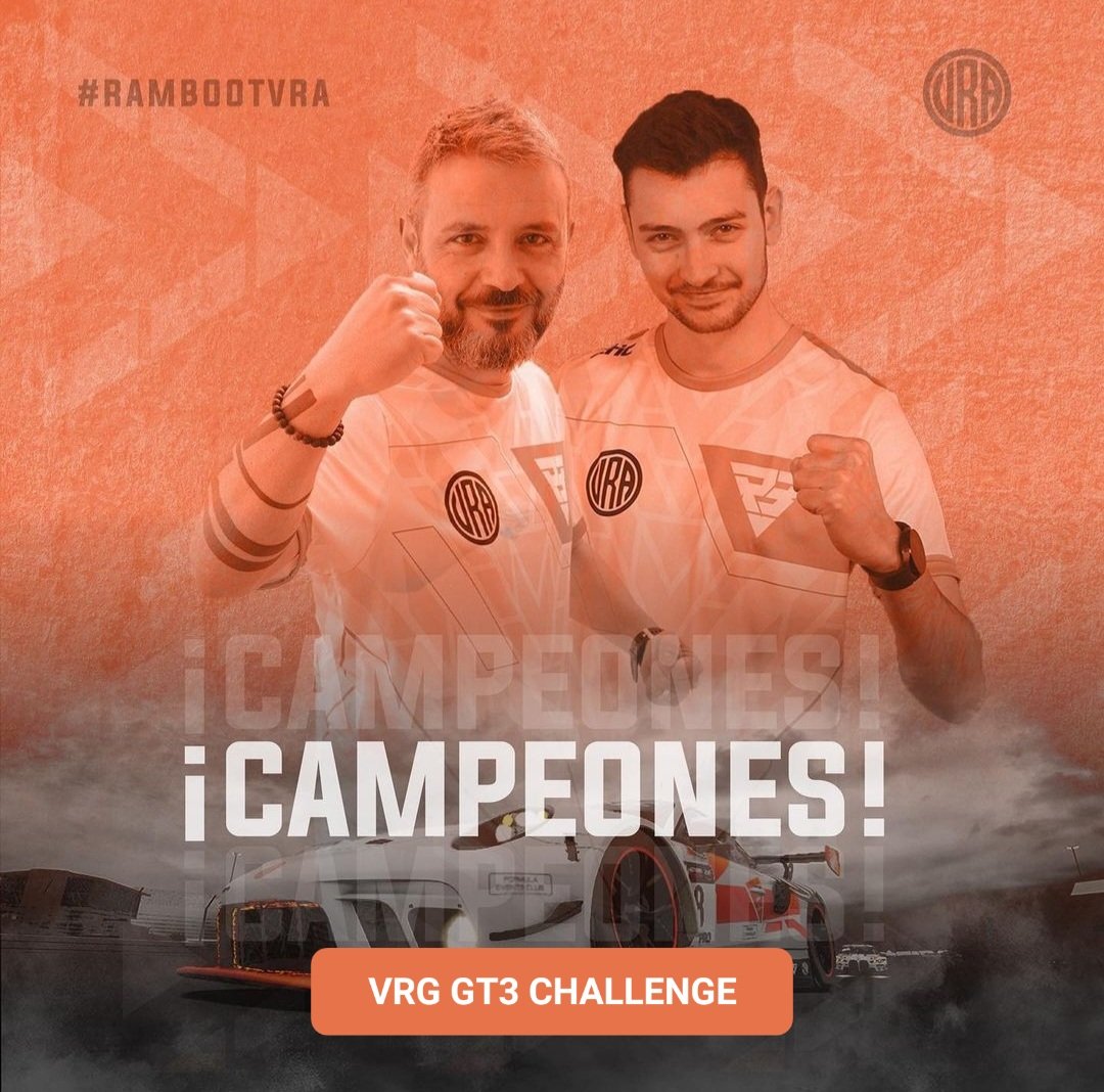 La mejor forma de acabar una etapa tu lado <a href="/HerediaCarles/">Carles Heredia</a>!

Eres un grande! Te echaremos de menos en <a href="/VRacingAcademy/">Virtual Racing Academy</a>, pero nos seguiremos viendo en pista! Ahora te tocará vigilar los retrovisores! Mucha suerte con los nuevos colores, elegiste muy bien donde ir!