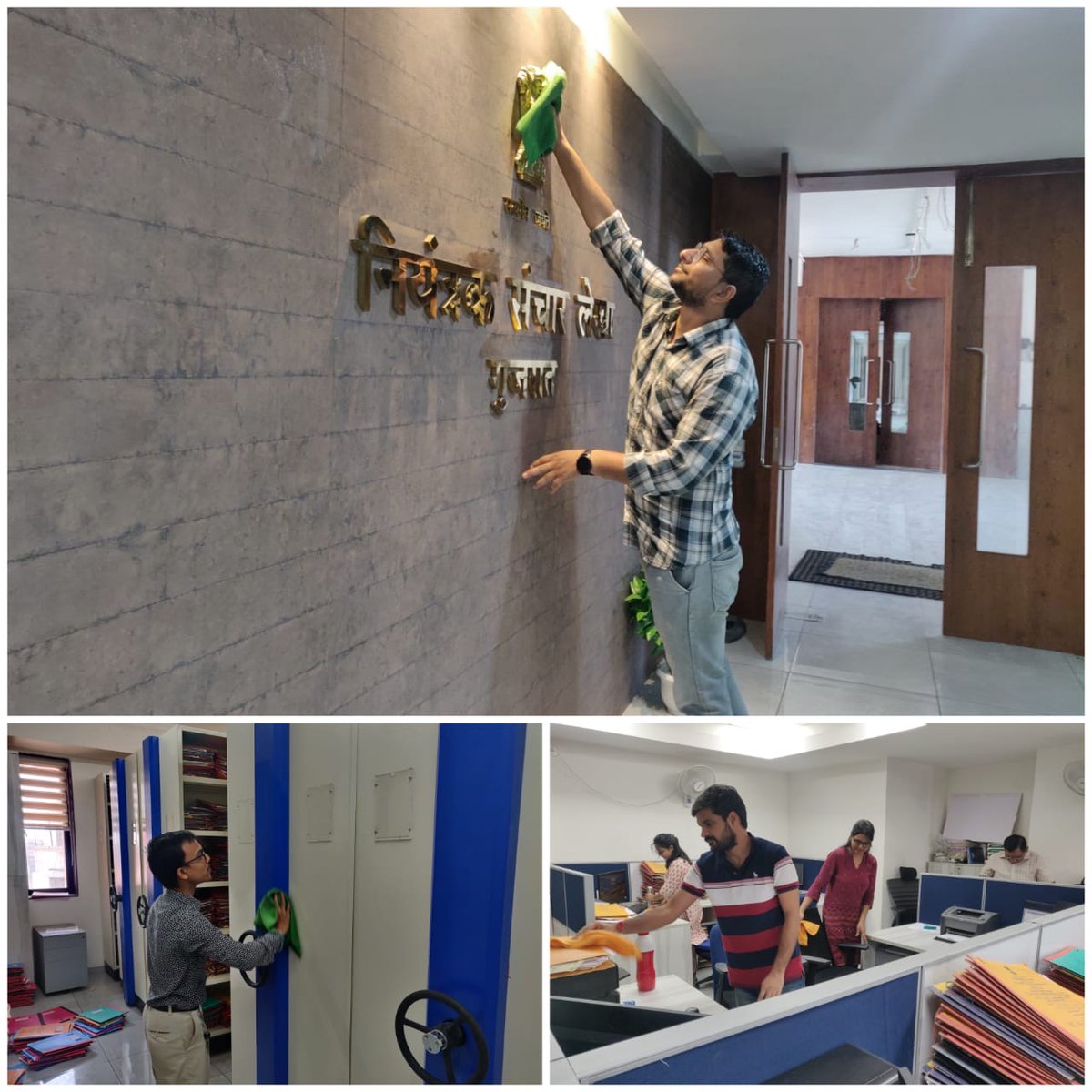 Dot_CCAGujarat's tweet photo. O/o CCA Gujarat conducted a special cleanliness drive in the office premises.
All the staff members cleaned their chambers, files, work stations and open areas. 
#Swachhta Pakhwada
#Swachhata Hi Seva
#Special Campaign 3.0 https://t.co/M2qwPfPpJw