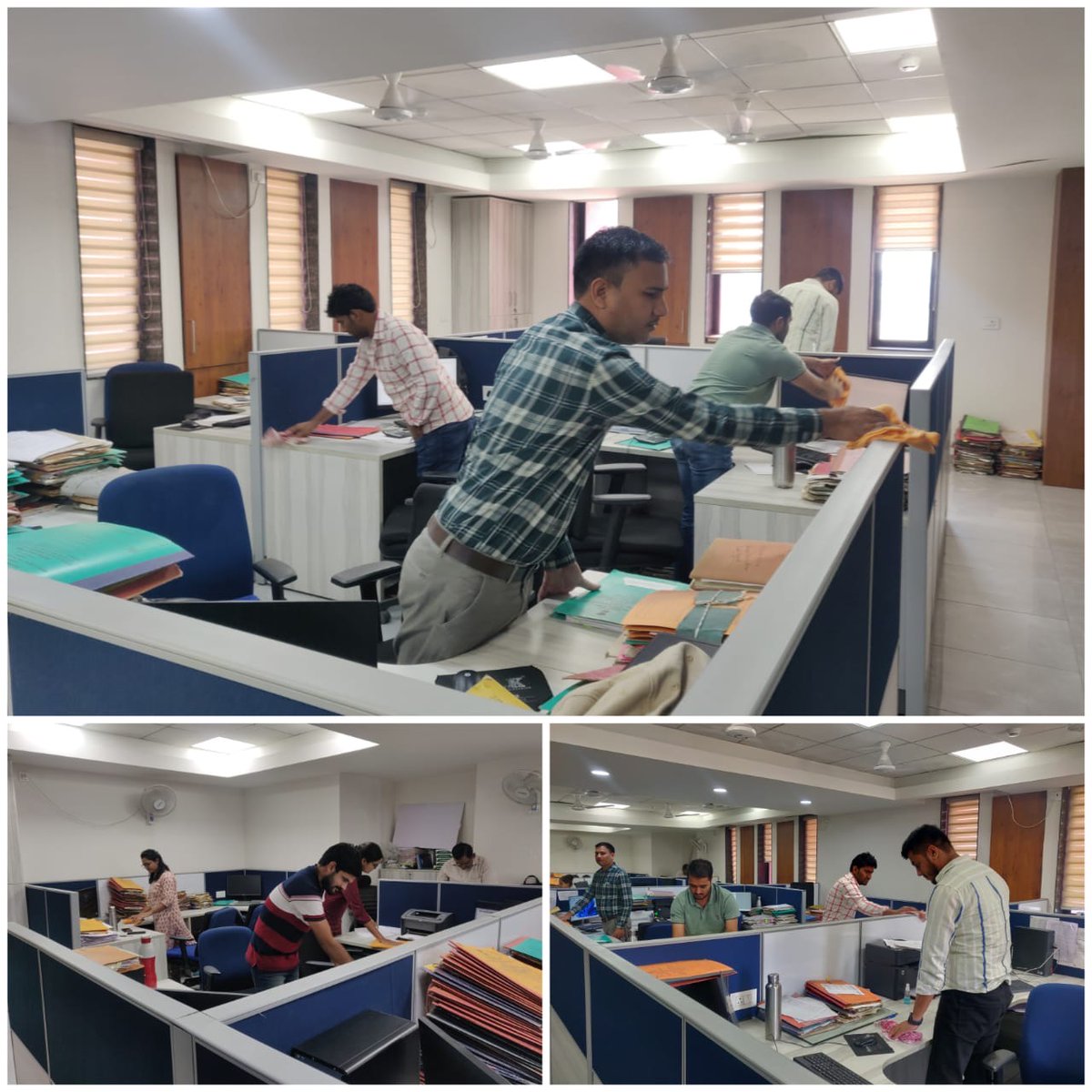 Dot_CCAGujarat's tweet photo. O/o CCA Gujarat conducted a special cleanliness drive in the office premises.
All the staff members cleaned their chambers, files, work stations and open areas. 
#Swachhta Pakhwada
#Swachhata Hi Seva
#Special Campaign 3.0 https://t.co/M2qwPfPpJw