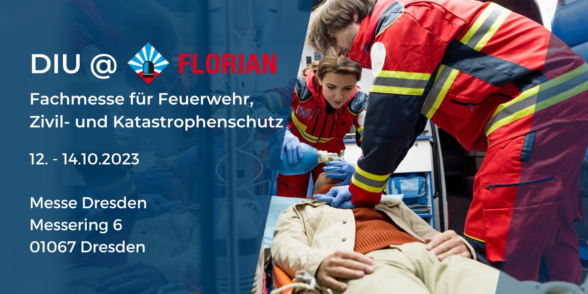 DIU präsentiert Gesundheitsstudiengänge auf der Florian Messe 2023 in Dresden, 12.-14.10. Trefft Experten wie Dr. Schreier. Vortrag zu Mythen in der Notfallmedizin am 13.10. um 13 Uhr. Halle 4, Stand B9. 🔥🚑🎓 #FlorianMesse #DIU #Gesundheitsbildung