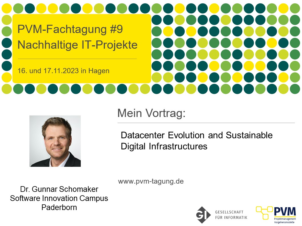 Dr. Gunnar Schomaker (SICP, Paderborn) spricht zur Entwicklung von Rechenzentren und nachhaltigen digitalen Infrastrukturen auf der PVM2023 am 16.+17.11.2023 in Hagen: pvm-tagung.de 
#nachhaltigkeit #pvm2023 #informatik #tagung #hagen #it #gi

pmqs.de/dr-gunnar-scho…
