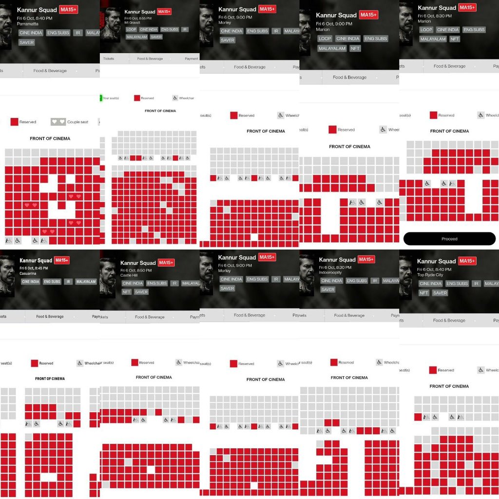 Truthglobalofcl's tweet photo. #KannurSquad Australia๐ฆ๐บ Day 1 Booking ๐ฅ
Block Buster Start !! ๐ฅ
#MammoottyKampany #WayfarerFilms
#TruthGlobalFilms #Masmelbourne https://t.co/2M3PwZlf1Z