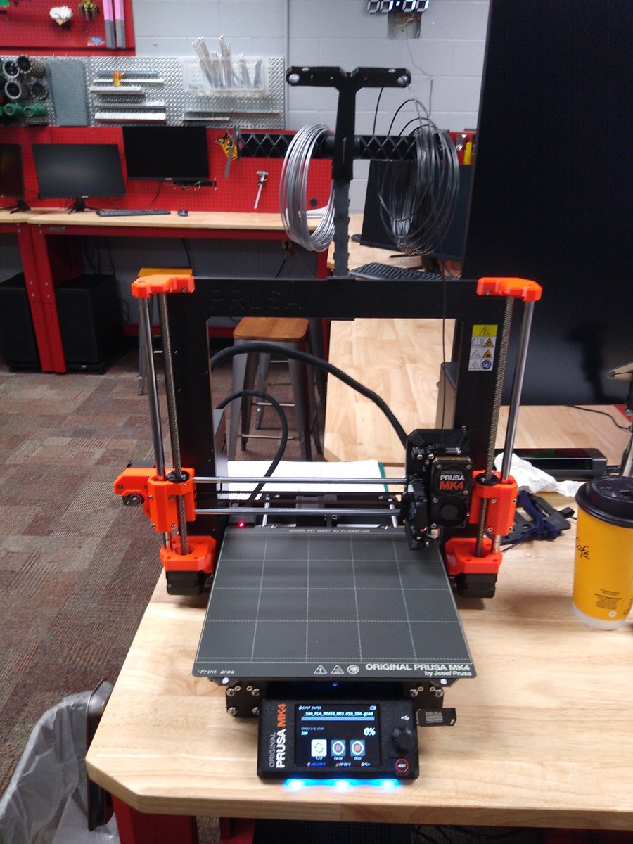 LrnItDoitMakeit's tweet photo. Got the new 3D #PrusaMK4printer assembled. This is my Red Rider BB gun moment. Let me have it. #sopumped https://t.co/0TZNCaowms
