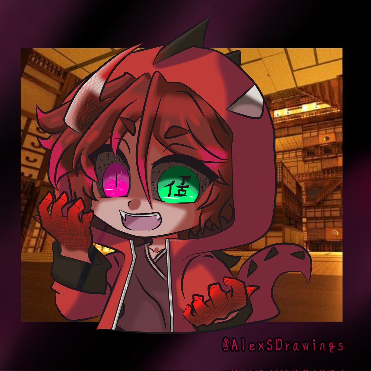 Día 6 : Raptor Demonio ❤👹⛩🌙 #CoMPaSTober2023 #CoMPaSTober2023 #Raptorgamer #kimetsunoyaiba ✨