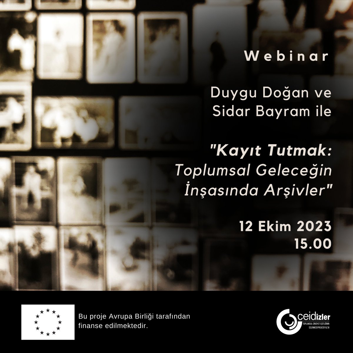 ceid_dernek's tweet photo. 📢 WEBİNAR: Yeni dönemimizin ilk webinarında, Duygu Doğan ve Sidar Bayram ile "Kayıt Tutmak: Toplumsal Geleceğin İnşasında Arşivler" başlığını ele alıyoruz. 
12 Ekim Perşembe saat 15.00'te başlayacak webinarımıza kayıt olmak için formu doldurabilirsiniz👇
https://t.co/yMx7qu4mHk https://t.co/JA8UzzOgQ3