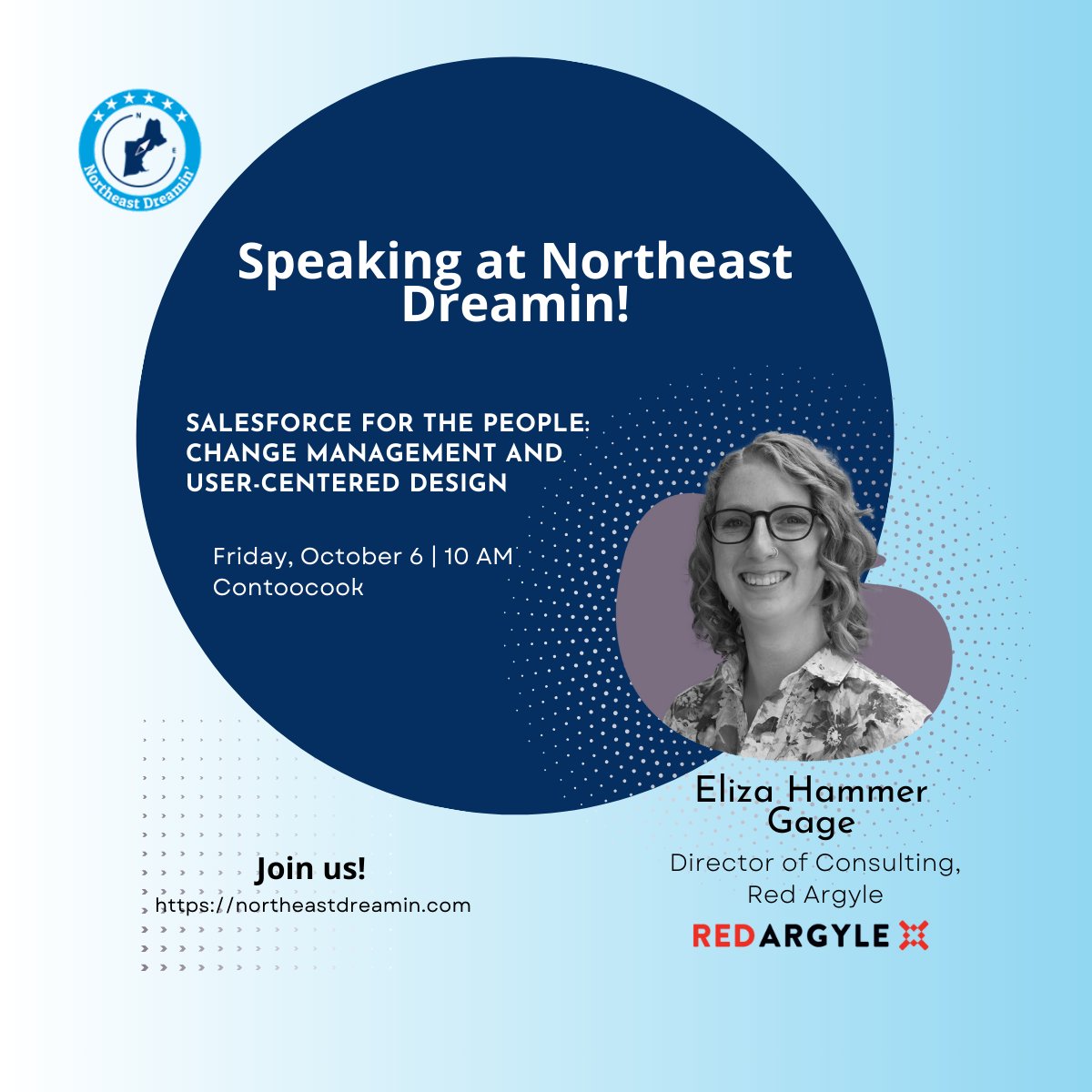 Don't miss this morning's <a href="/NEDreamin/">Northeast Dreamin'</a> session, Salesforce for the People: Change Management and User-Centered Design at 10 am. 

It's easy to get so excited by the technology that you forget who will use it: People. Learn more during the session. #NED #NortheastDreamin #Salesforce