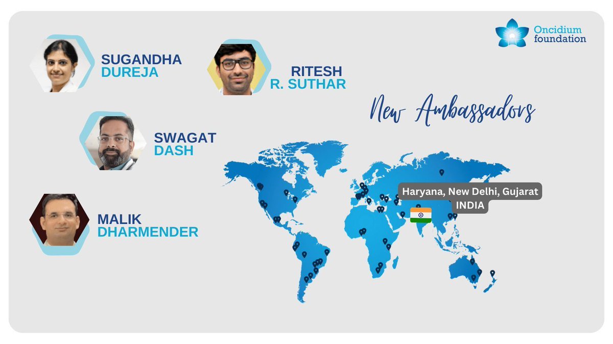 OncidiumFoundat's tweet photo. A warm welcome to Dr. Ritesh R. Suthar 🤗 that recently joined Dr. Swagat Dash, Dr. Sugandha Dureja and Dr. Dharmender Malik, as the fourth #Oncidiumfoundation Ambassador in India. Another great voice of #radiotheranostics in South Asia.
More info: https://t.co/qKL0Omgg0b https://t.co/KTfNEREUy7