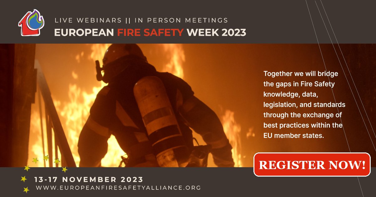 ❗Join the European Fire Safety Week 13 – 17 November. 

➡️europeanfiresafetyalliance.org/european-fire-…

#EUFSW23