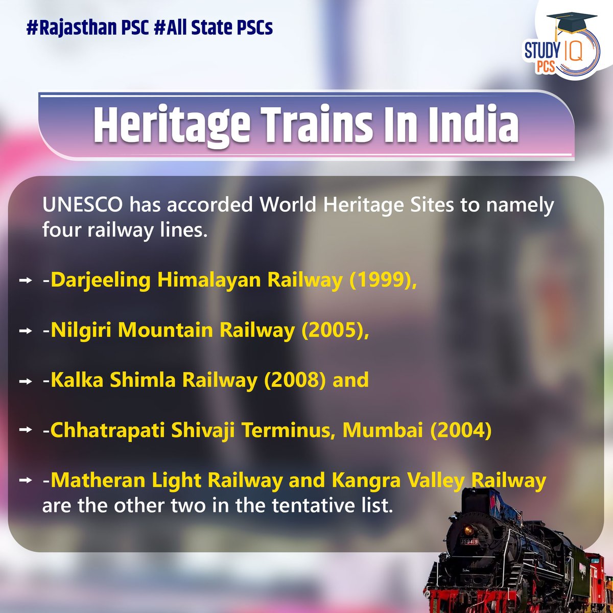 First Heritage Train Starts Operations in Rajasthan

#firstheritagetrain #rajasthan #primeministerofindia #narendramodi #jodhpur #valleyqueenheritagetrain #marwarjunction #khamlighat #pali #rajasthanrailways #goramghat #minikashmir #bhilberiwaterfall #darjeelinghimalayanrailway