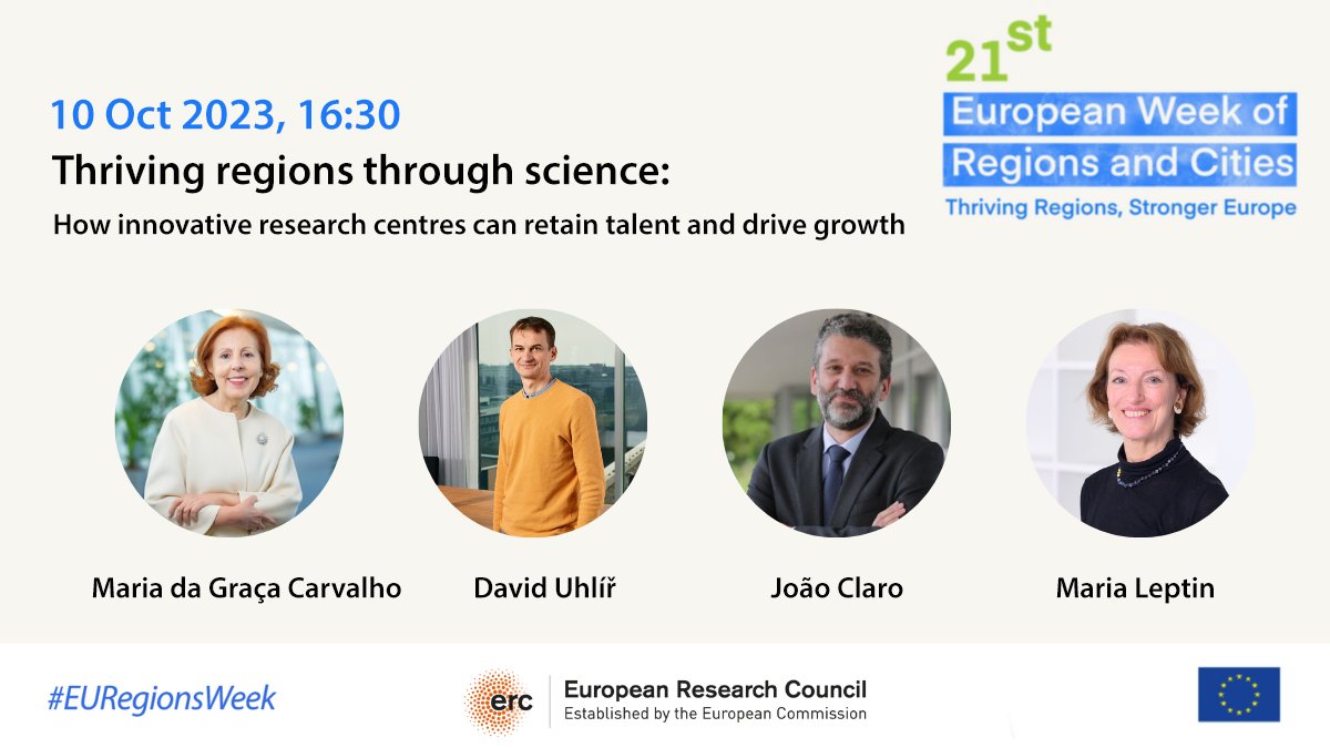 ERC_Research's tweet photo. The #EURegionsWeek is almost here! 🙌 Don't miss our session with @mleptin, @mgracacarvalho, @joaoaclaro from @INESCTEC and David Uhlíř from @JIC_Brno.

Online registration is closed, but you can register onsite before the event.
📍 Brussels, 10 Oct. 16:30 https://t.co/iABl6687vv https://t.co/xpGqiAGe8c