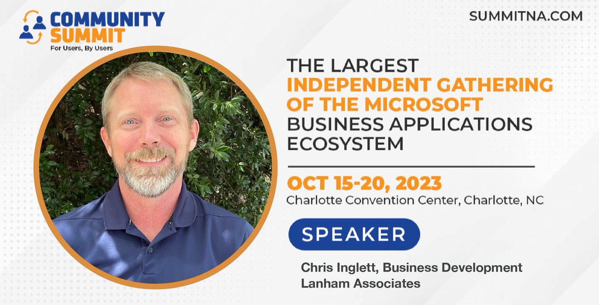 Join us for Lanham’s Partner Solution Showcase: “Make Your Supply Chain Thrive with Lanham” -- Weds, Oct 18, 11 am -12 pm; Rm E220D) ow.ly/jX5w50PSX41
 
#MySummitNA
#Msdyn365bc