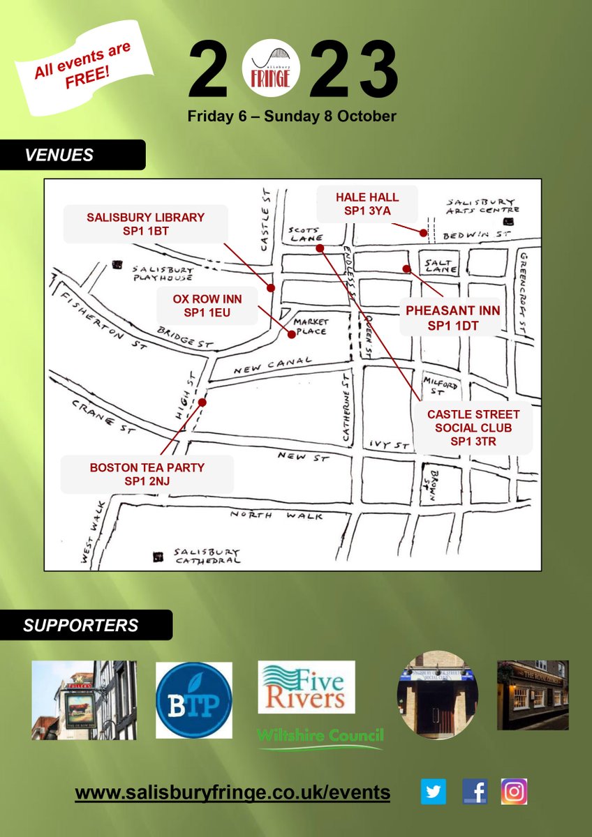 SALISBURY FRINGE FESTIVAL 2023
Our main event: SHORT CUTS punchy, entertaining mini dramas at The Pheasant Inn at 7.00pm.
Look what is coming up on Sunday too ....