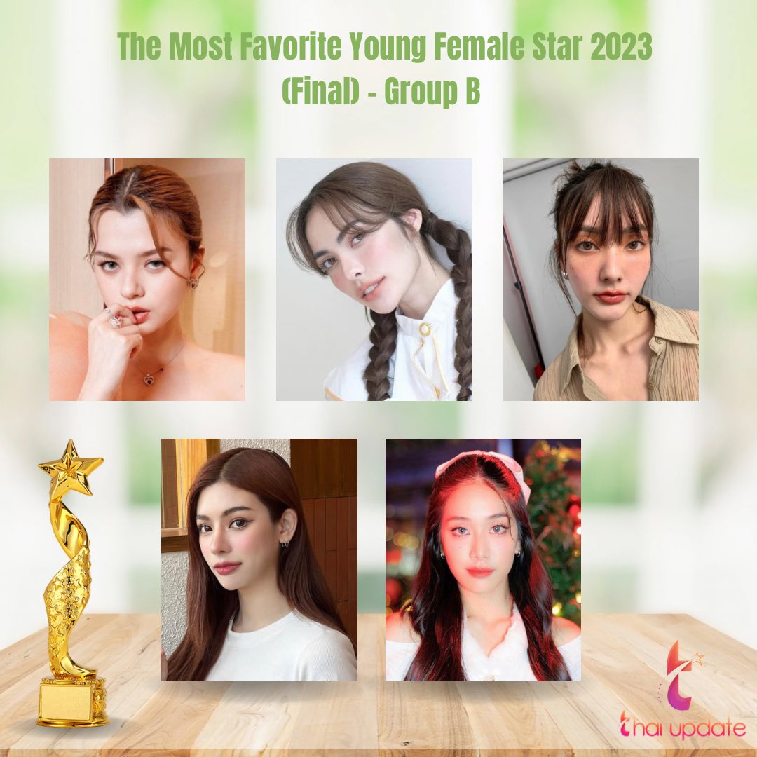 thaiupdate2021's tweet photo. (Re-Open) The Most Favorite Young Female Star 2023 (Final) - Group B

Vote here 👉🏻 https://t.co/LyoyqUPluh 

🤍 #beckysangels 
🧡 #charlotteaustin 
💛 #meenaxrina 
💚 #pailiukamonwalai 
💙 #mind4eve https://t.co/5SP1fccEqe