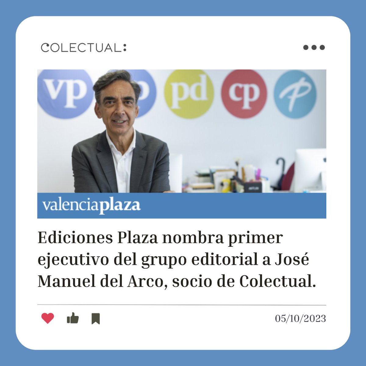 colectual's tweet photo. ¡🎉Felicidades a nuestro Consejero, José Manuel del Arco, por su nombramiento como primer ejecutivo del grupo editorial Ediciones Plaza!
#LiderazgoEditorial #NuevaEtapa #Innovación #ExperienciaProfesional #EdicionesPlaza #Crecimiento #SectorEditorial #InversiónEstratégica https://t.co/ZtlNE00c5r