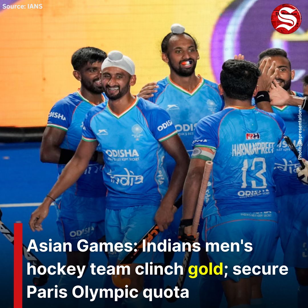 TheStatesmanLtd's tweet image. India defeated Japan 5-1 in the final to win a gold medal in the men&apos;s hockey tournament in the Asian Games on Friday and also secured a berth in the 2014 Olympic Games in Paris next year.

Skipper #HarmanpreetSingh scored a brace in 32nd and 59th minutes, while #ManpreetSingh…