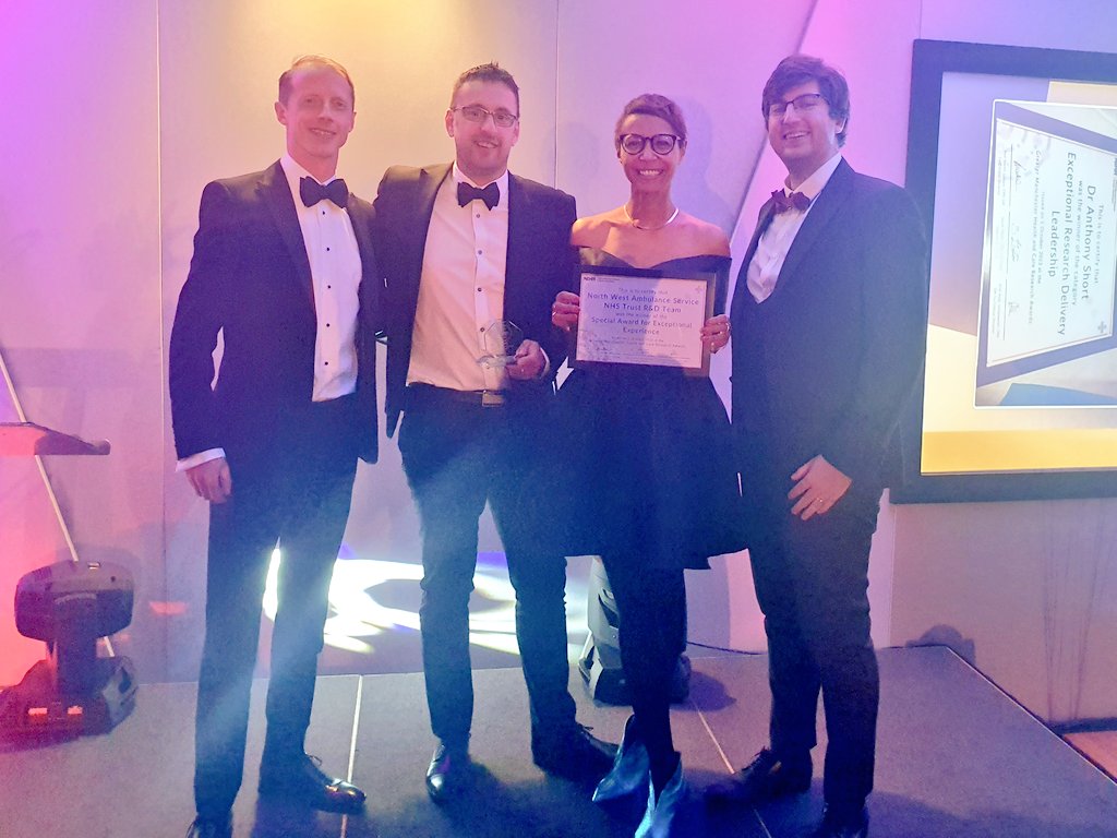 The R&amp;D team had a lovely surprise at the Greater Manchester Health and Care Research Awards 2023 #GMHCRA23

We won the Special Award for Exceptional Experience! 🏆

Congrats to the winners and all those shortlisted

Fab celebration of research taking place across the North West