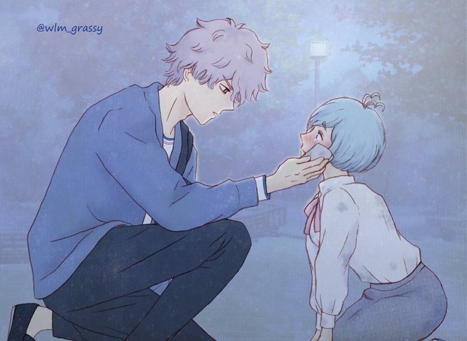 「blue hair looking at another」 illustration images(Latest)｜21pages