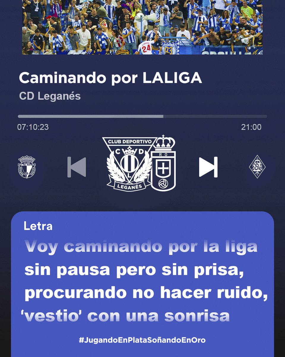 CDLeganes's tweet photo. 🖼️ 𝗖𝗔𝗥𝗧𝗘𝗟 𝗢𝗡𝗟𝗜𝗡𝗘 | Nada mejor que la música de @MelendiOficial para este #LeganésRealOviedo.

#JugandoEnPlataSoñandoEnOro https://t.co/wSIWBssNHw