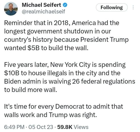 SUCH AMAZING HYPOCRISY - They will spend billions to house illegal aliens that don't really want in their cities (as it turns out) until it becomes a complete nightmare and unsustainable and they do a 180.

Unintended consequences can destroy a country fairly quickly as those who