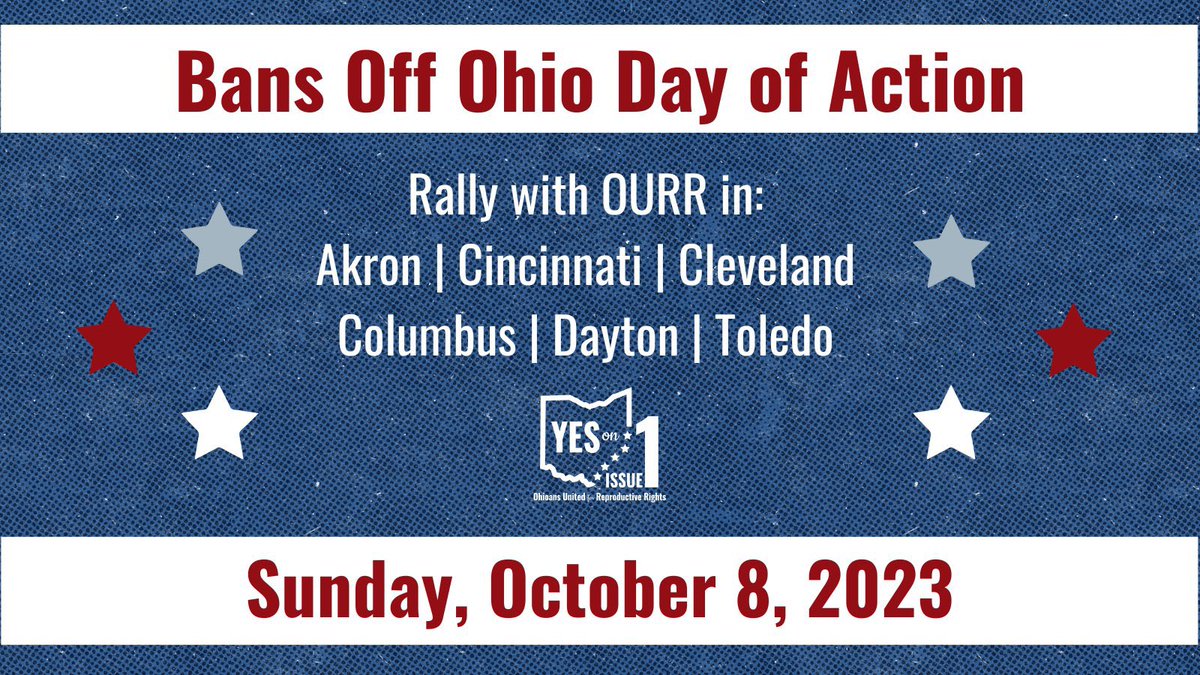 Early vote starts NEXT week, Oct 11th! It’s more important than ever to talk to our neighbors about #VoteYesOnIssue1

Join <a href="/OURR2023/">Ohioans United for Reproductive Rights</a> for rally at 1pm Sunday, at the Statehouse, then canvass with us at 2pm, at Community Grounds

RSVP
linktr.ee/DSAcbus
bit.ly/bansoffohdoa