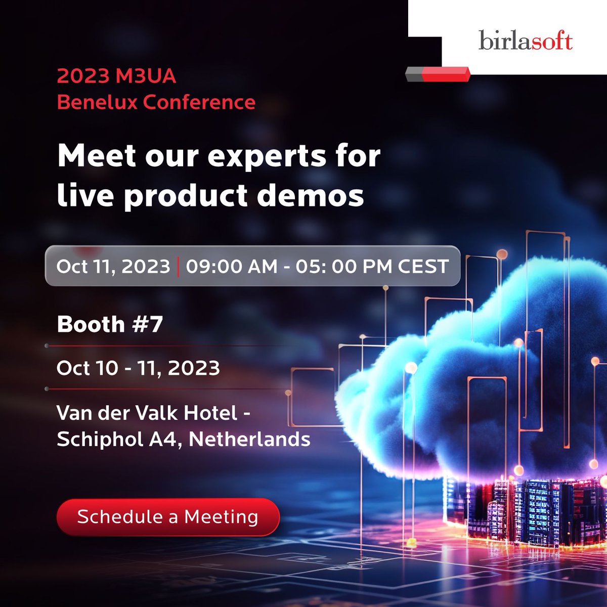 birlasoft's tweet photo. Visit Birlasoft's Booth #7 at the 2023 M3UA Benelux Conference for engaging demos of our best-in-class solutions designed to harness the full potential of technology. Register Now: https://t.co/jeLK7dttUL
#InforM3 #Cloudsuite #Infor #M3UA #BusinessTransformation https://t.co/E50gNPk262