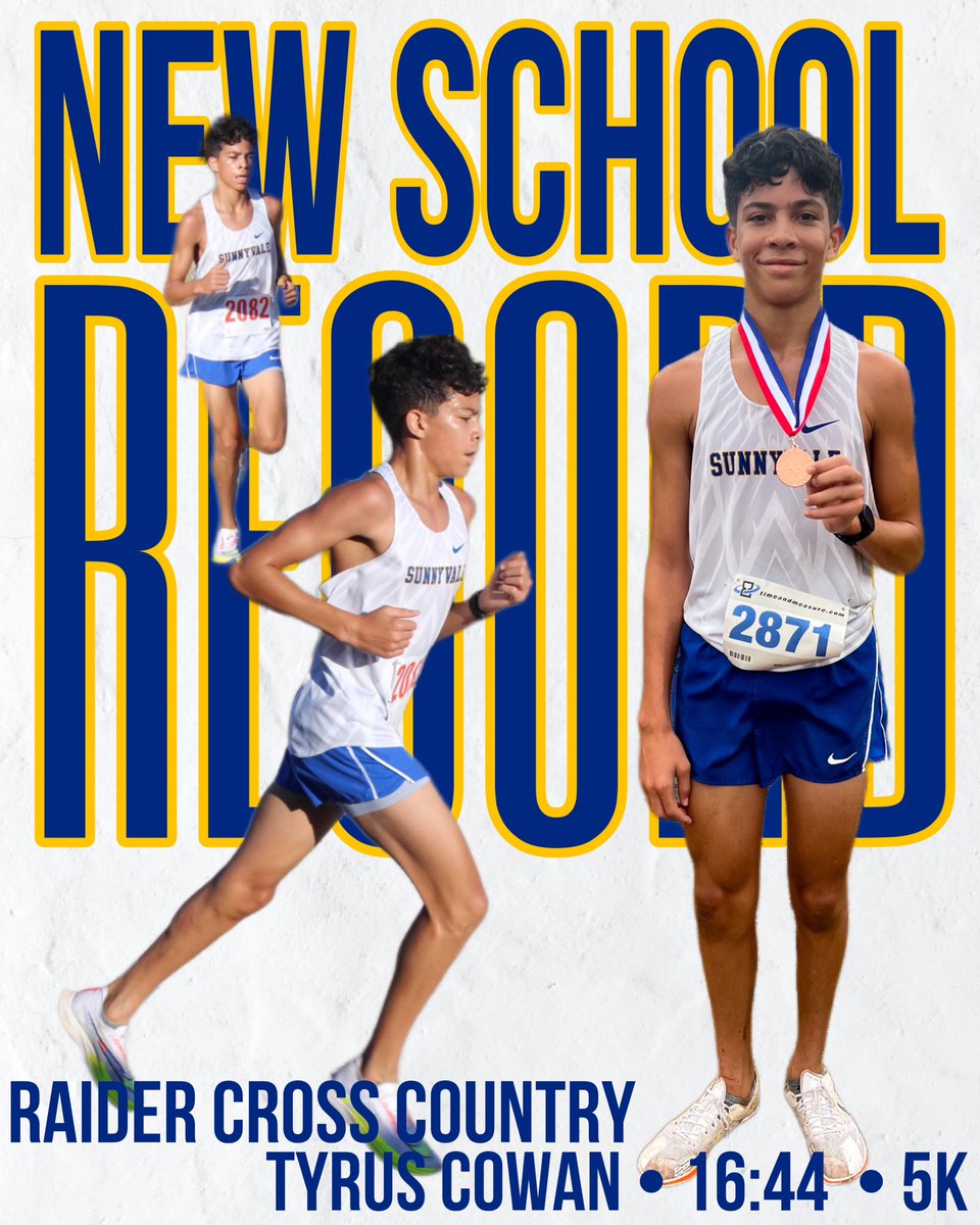SHSRaiderXC's tweet image. New school record! 🔥 Congratulations to this hard working rising star. ⭐️ 
@SunnyvaleISD @SVRaiderBooster @Sunnyvale_HS @CodyStutts