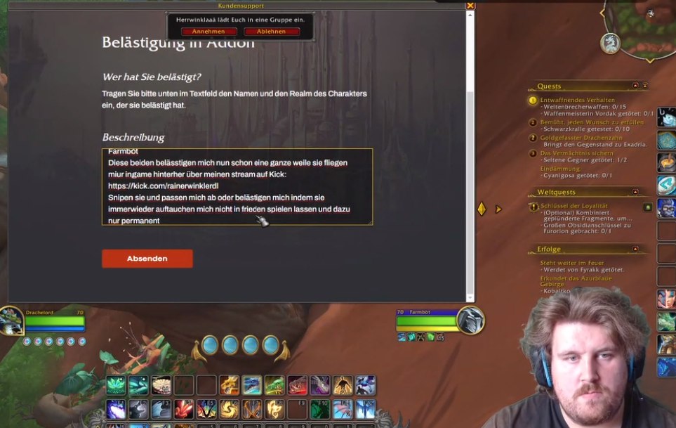 iDealzer's tweet photo. Nach dem Rainer von mehreren Trollen in WOW belästigt wurde, musste er sich wirklich die Zeit nehmen und eine Beschwerde an den Support schreiben!

Wie immer beim Rainerle, war die Beschwerde sehr ausführlich und fast fehlerfrei! 

#Drachenlord https://t.co/JDA8mbMB24