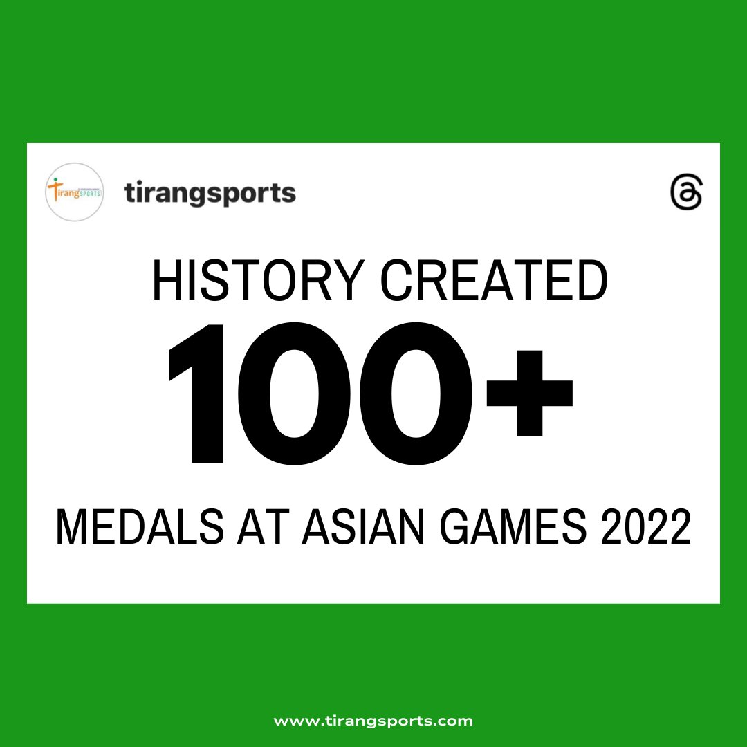 TirangSports's tweet photo. Iss baar sau paar ✅🇮🇳

An unprecedented achievement for India, moment of immense pride for every India🏆

#AsianGames2023 #AsianGames2022 #india #sports #AsianGames2023medals 

@PMOIndia @ianuragthakur https://t.co/JgxM9EFzo9