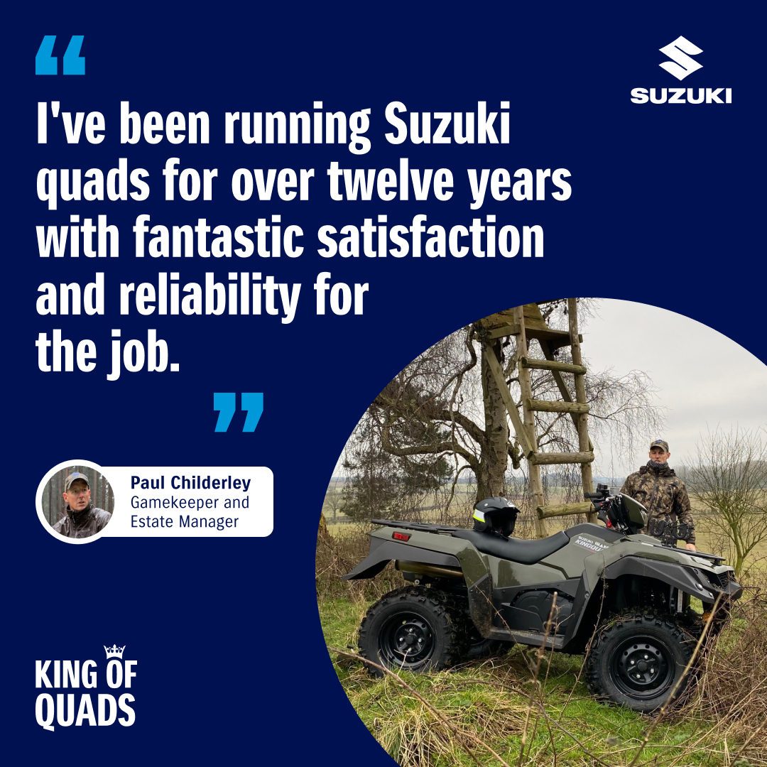 Our #kingofquads👑 are built tough for every ride & engineered to work as hard as you do! Just ask our friend and ambassador Paul Childerley!
#SuzukiATV #allterrainvehicle #4x4 #quad #quadbike #goanywhere #offroad
#gamekeeping #landmanagement #estatemanagement #childerleysporting