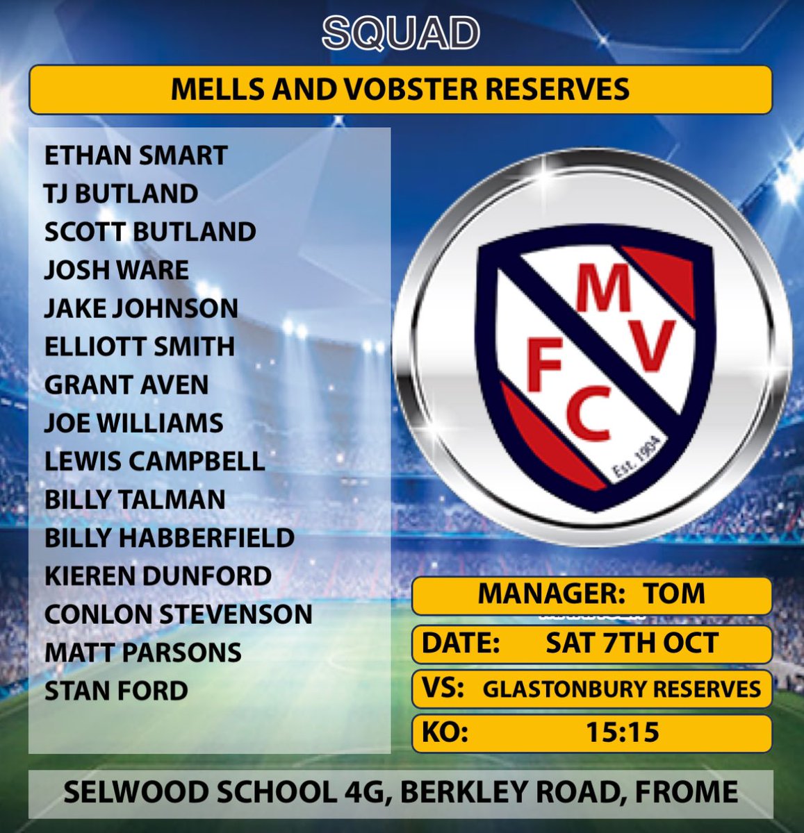 Mells & Vobster F.C (@mellsfc) on Twitter photo ⚽️It’s a double header for Mells this weekend⚽️
First up the first team are home to <a href="/ChilliSports/">Chilcompton Sports</a> Reserves looking to return to winning ways, Kick Off 1:15pm.
Followed by the Reserves looking to continue their winning start hosting <a href="/GlastonburyFC/">Glastonbury FC</a> Reserves, kick off 3:15pm. ⚽️It’s a double header for Mells this weekend⚽️
First up the first team are home to <a href="/ChilliSports/">Chilcompton Sports</a> Reserves looking to return to winning ways, Kick Off 1:15pm.
Followed by the Reserves looking to continue their winning start hosting <a href="/GlastonburyFC/">Glastonbury FC</a> Reserves, kick off 3:15pm.