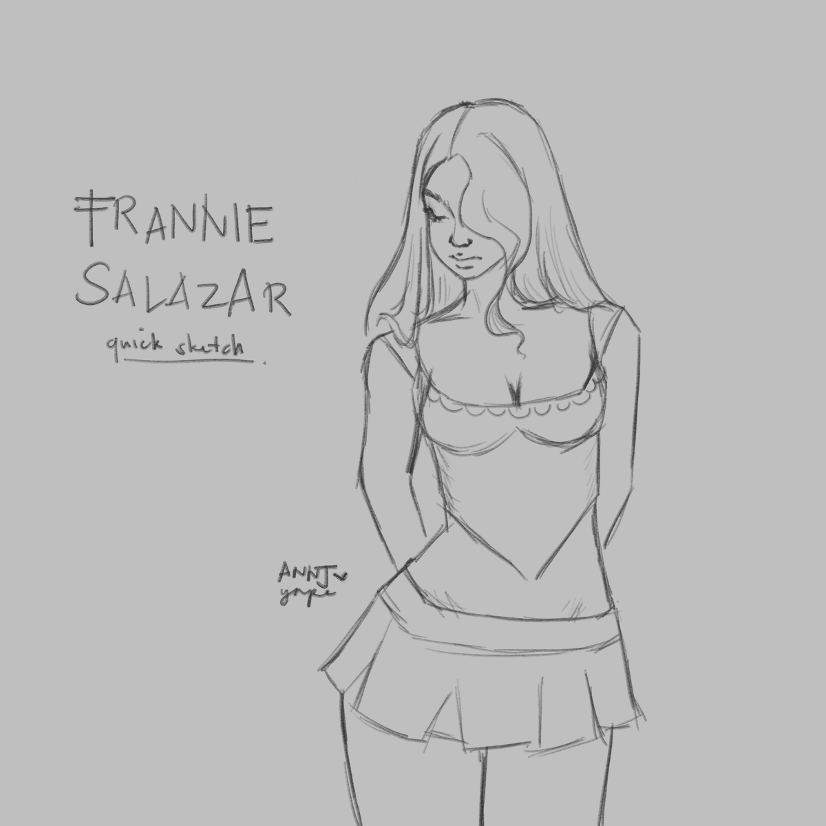 annjyape's tweet image. very quick sketch langgg. this is how i imagine what frannie would wear. di ako makaget over huhuuhhuhuh i love her. @arrowheadswp 😭😭🩷🩷🩷

#arrowheads #franniesalazar #sketch #arrowtops
