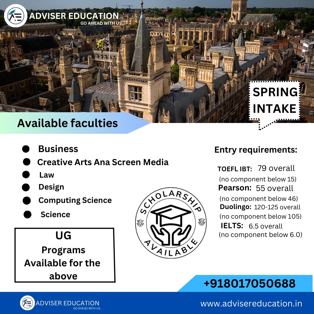 ADVISEREDU55688's tweet image. #Springintake
#studyabroad 
#Businessstudy
#UGstudy
Contact Us: +918017050688