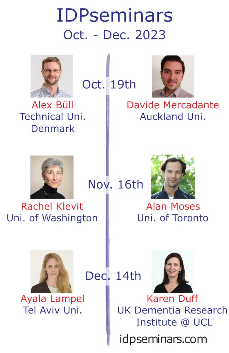 IDPseminars (@idpseminars) on Twitter photo The rumors of our death are greatly exaggerated!
We are happy to (belatedly) present our program for the coming months featuring <a href="/alexander_buell/">Alexander Buell</a>, <a href="/DavideMercadan2/">Davide Mercadante</a>, <a href="/KlevitLab/">Klevit Lab</a>, <a href="/AMosesLab/">Moses Lab</a>, <a href="/LampelAyala/">Ayala Lampel</a>, and <a href="/Duff_Lab/">Duff Lab</a>!
New participants sign up at: idpseminars.com The rumors of our death are greatly exaggerated!
We are happy to (belatedly) present our program for the coming months featuring <a href="/alexander_buell/">Alexander Buell</a>, <a href="/DavideMercadan2/">Davide Mercadante</a>, <a href="/KlevitLab/">Klevit Lab</a>, <a href="/AMosesLab/">Moses Lab</a>, <a href="/LampelAyala/">Ayala Lampel</a>, and <a href="/Duff_Lab/">Duff Lab</a>!
New participants sign up at: idpseminars.com