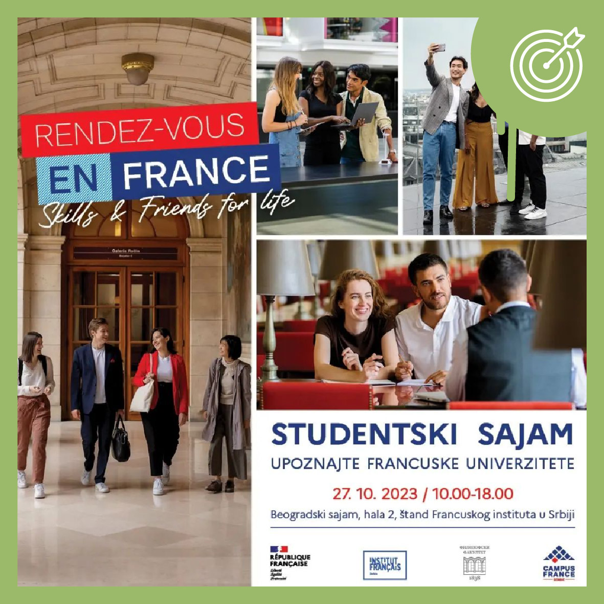 Ove sajamske sezone ne propustite glavni frankofoni obrazovni događaj u Beogradu: PUTUJUĆI STUDENTSKI #SAJAM
📍 Kada? 📅 Petak, 27. oktobar od 10.00 do 18.00
📍 Gde? Beogradski sajam, hala 2, Bulevar vojvode Mišića 14, štand Francuskog instituta u Srbiji

bit.ly/46k5VpJ