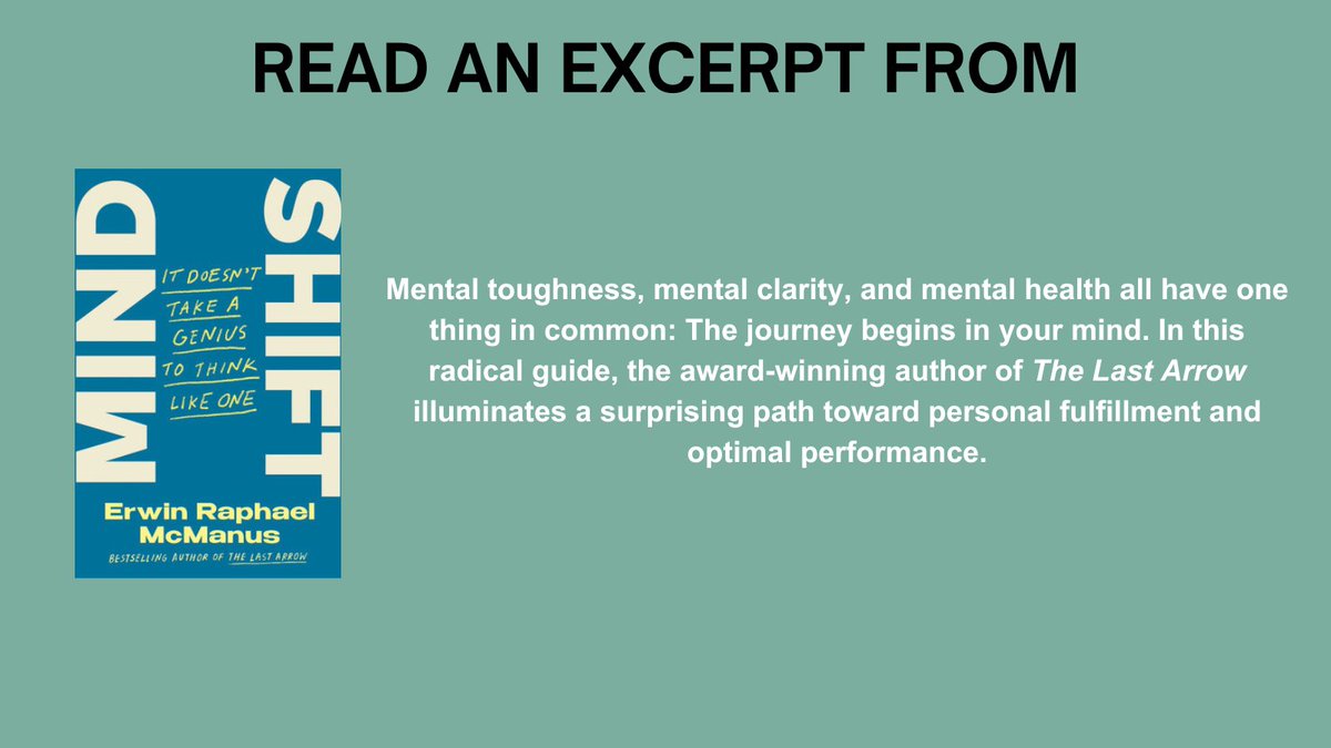 randomhouse's tweet photo. Dive into today's #MorningMustRead excerpt, MIND SHIFT by Erwin Raphael McManus — out now!
Start reading here:
https://t.co/j5iI3Vc9WZ https://t.co/Qo1KGxfkDX
