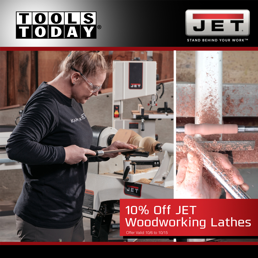Toolstoday's tweet image. 🪚 Price Drop Alert! Jet Woodturning Lathes now at unbeatable prices until Oct 15th! 🚀 Upgrade your workshop today: 

bit.ly/3RmAW7H

#WoodworkingSale #JetWoodturningLathes #PriceSlashed #LimitedTimeOffer #UpgradeYourWorkshop #Woodworking #JetLathes #Sale