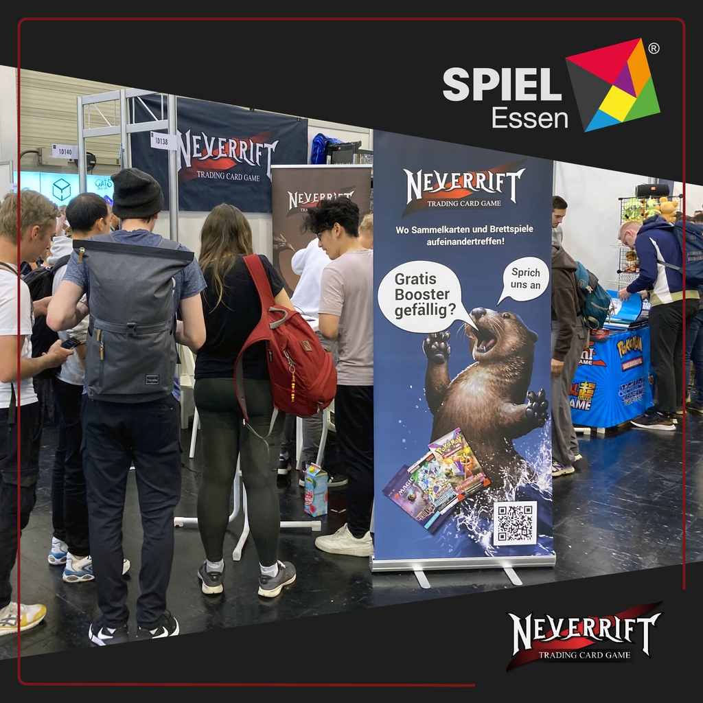 Exciting news! 🎉 Join us at #SPIEL23 in Essen this weekend as we team up with our friends from <a href="/gatetothegames/">Gate to the Games</a> 

Discover the world of #NeverriftTCG with us, play a round or two and snag a special surprise! See you there! 💥 

#TCG #Gaming #Tabletop #Spiele #Essen23 #FreeStuff