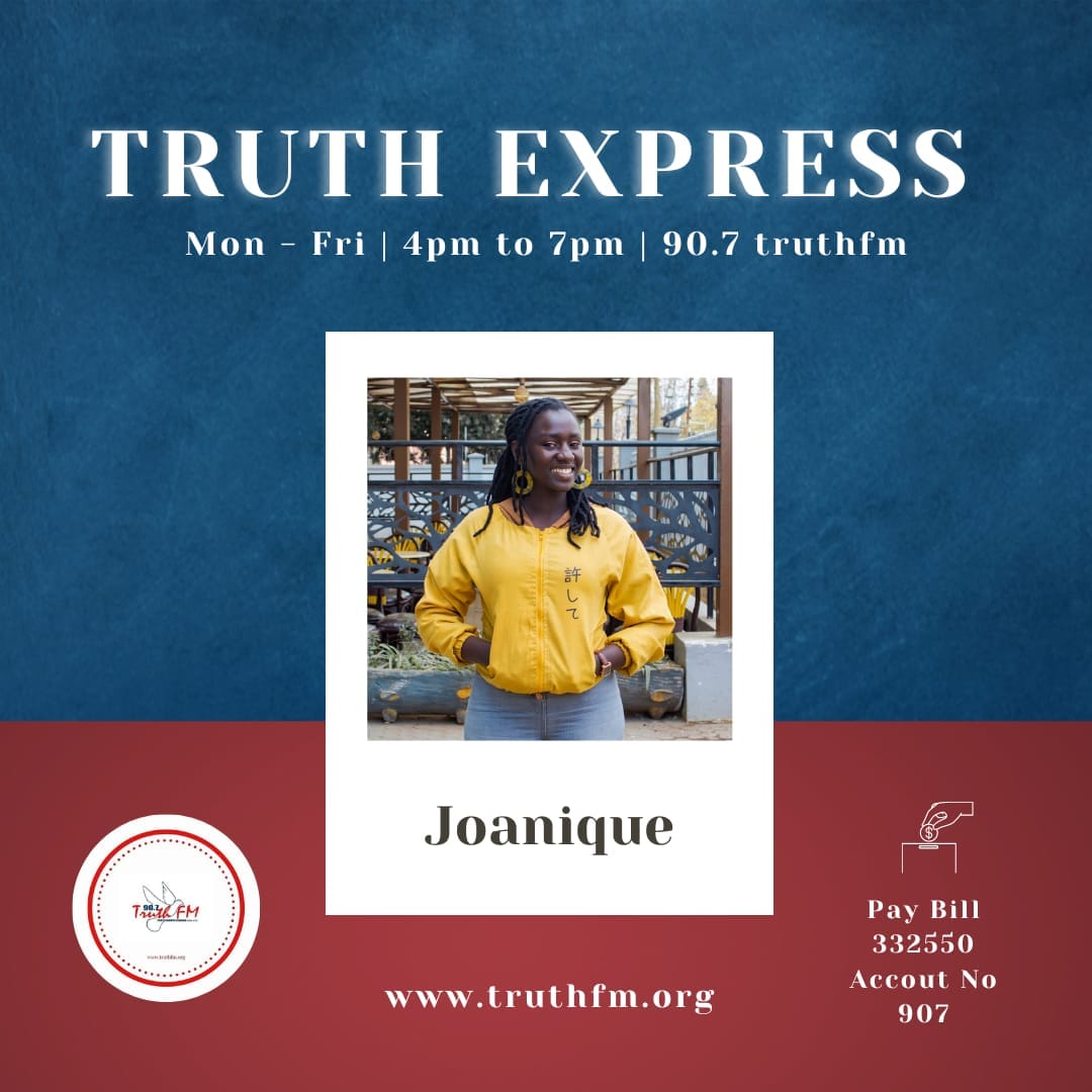 Truthfmkenya's tweet photo. Happy Friyaaaay! As we enjoy listening to your song requests #RequestFriday let's have fun as we complete the statement : ALL LAST BORNS ARE....

Your captain @Joanique_Ke is ready for take off on #TruthExpress #TruthfmDrive from 4pm to 7pm.
Call/WhatsApp 0727 907 907 https://t.co/VOQIyfxpxQ