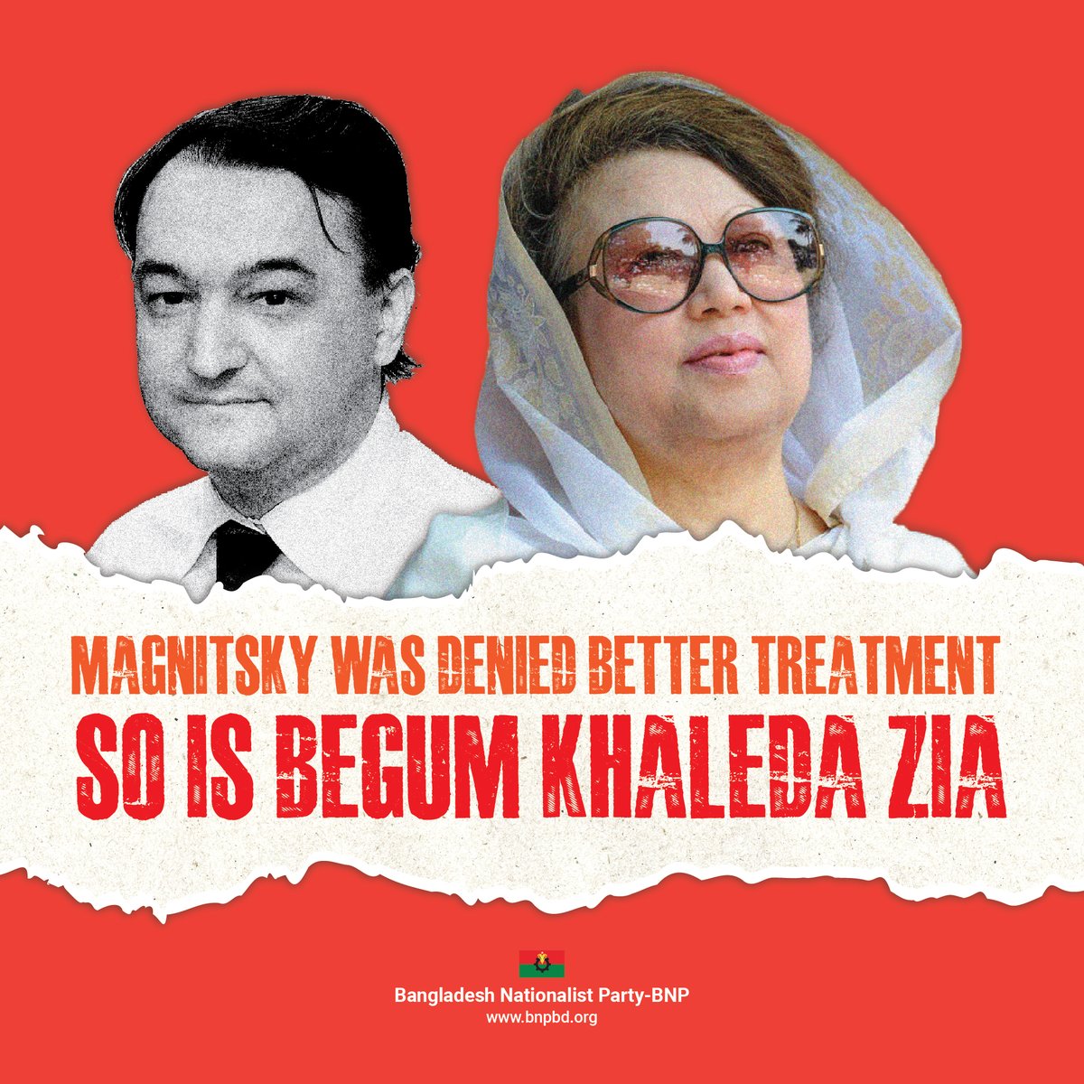 bdbnp78's tweet photo. Magnitsky Act of @StateDept was named after Sergei Magnitsky who was denied better treatment before his death in Russia because of the vengeance of the regime. #Bangladesh ex-PM Begum Khaleda Zia is facing similar obstacles from dictator #SheikhHasina, who made it clear in her speech in London in October 2023.
