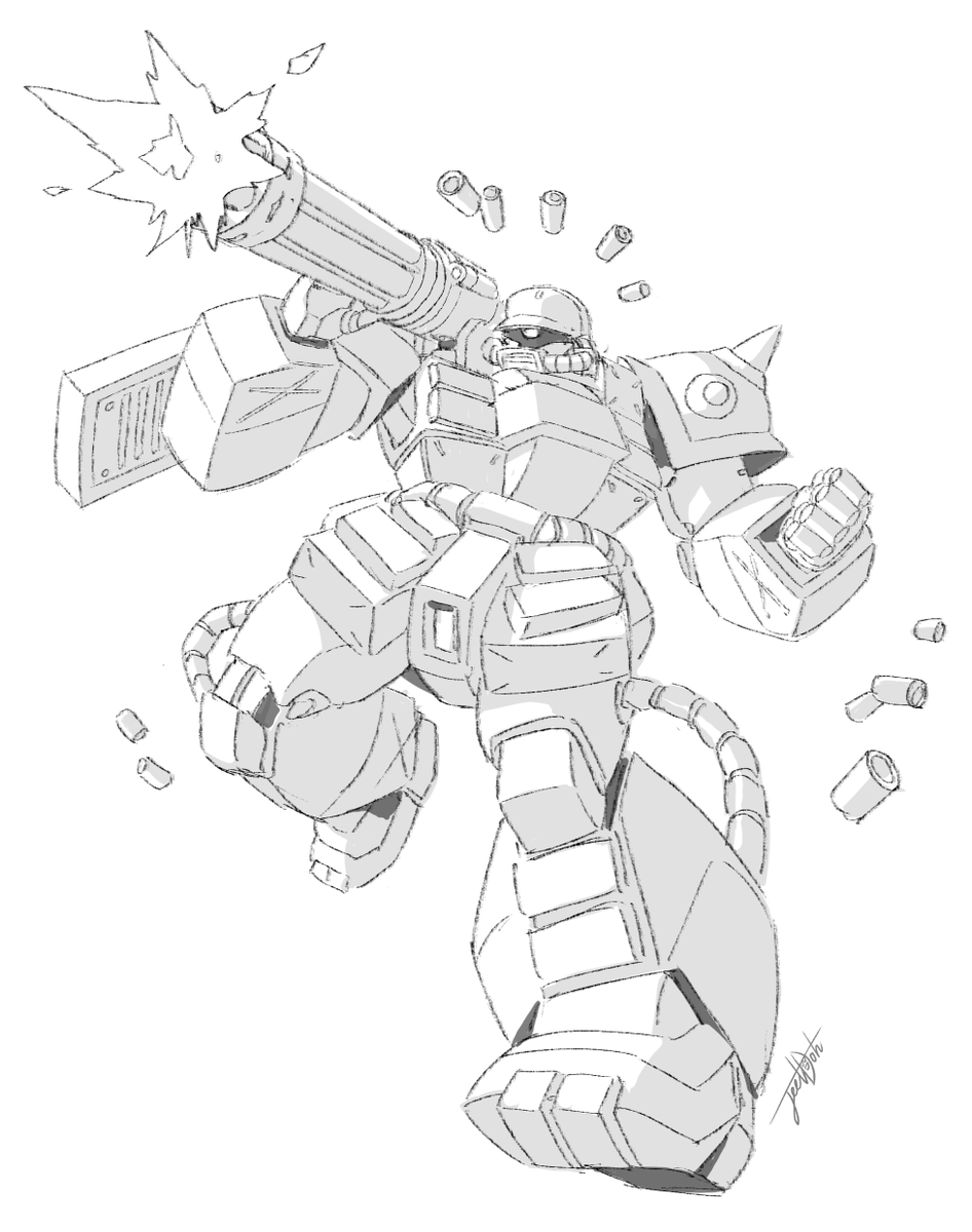 Sketch commission for @Uraniumbar29763 of a heavy armored Zaku Kai equipped with gattling gun! 🔫 