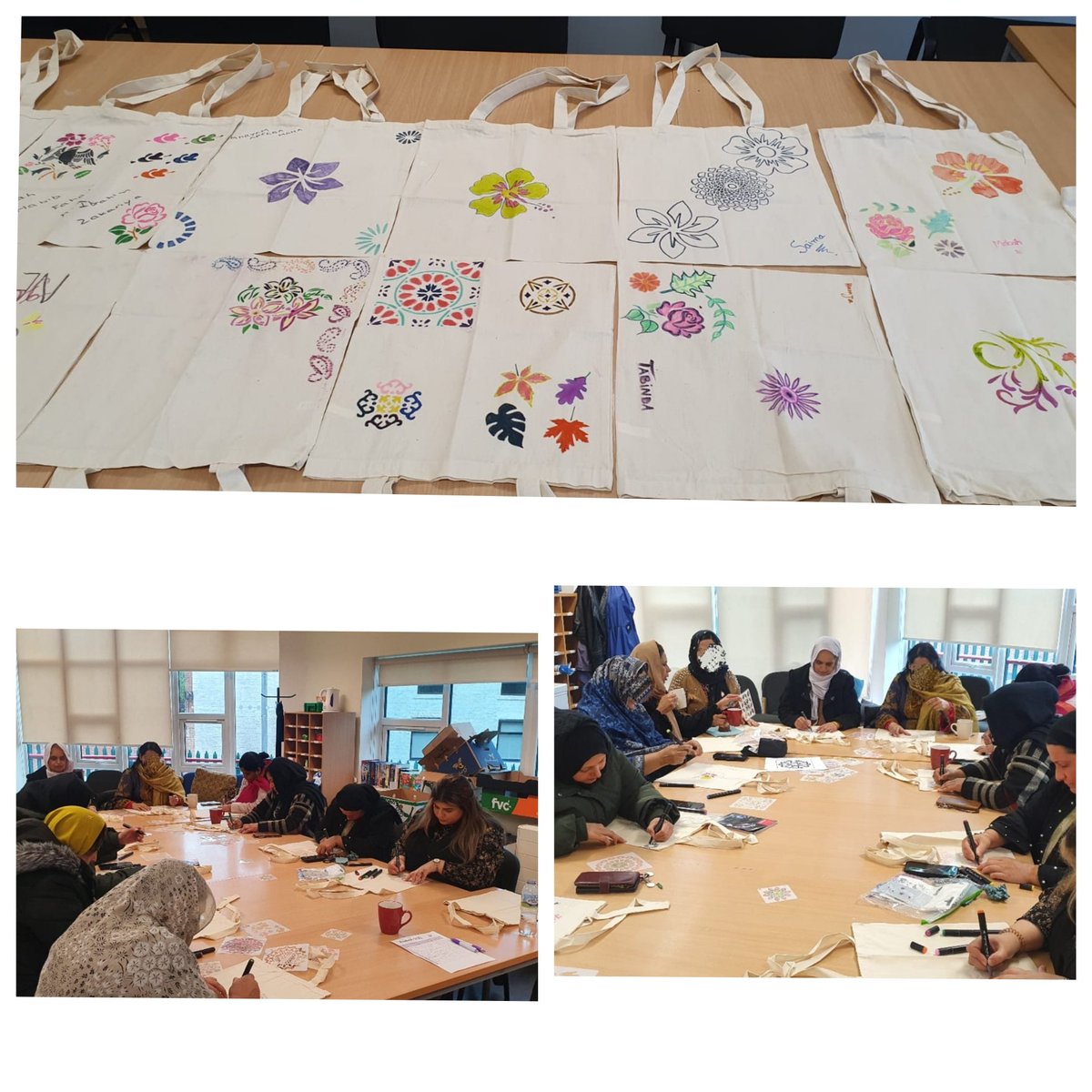 CHAI_Project's tweet image. Fantastic sessions happening @freehold chai, discussions about the &quot;Multiply&quot; course with @MyGreatPlace. Objects and #storytelling &amp;amp; the amazing mums made these lovely canvas bags to carry objects for storytelling #ImprovingEnglish #ImprovingMaths #reducingIsolation #confidence