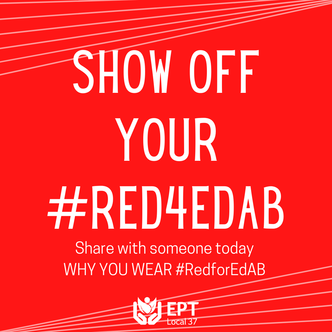 EdPubTeachers's tweet photo. LIKE & RT: Today is the day to make a statement! Put on your red outfit & share a selfie to join the movement for stronger public education. 📢❤️
Together, we can advocate for better education for all.
#edpub #local37 #Red4EdAB #RedforEdAB #WearRedForEd #PublicEducationMatters https://t.co/vfx1qQHqVB