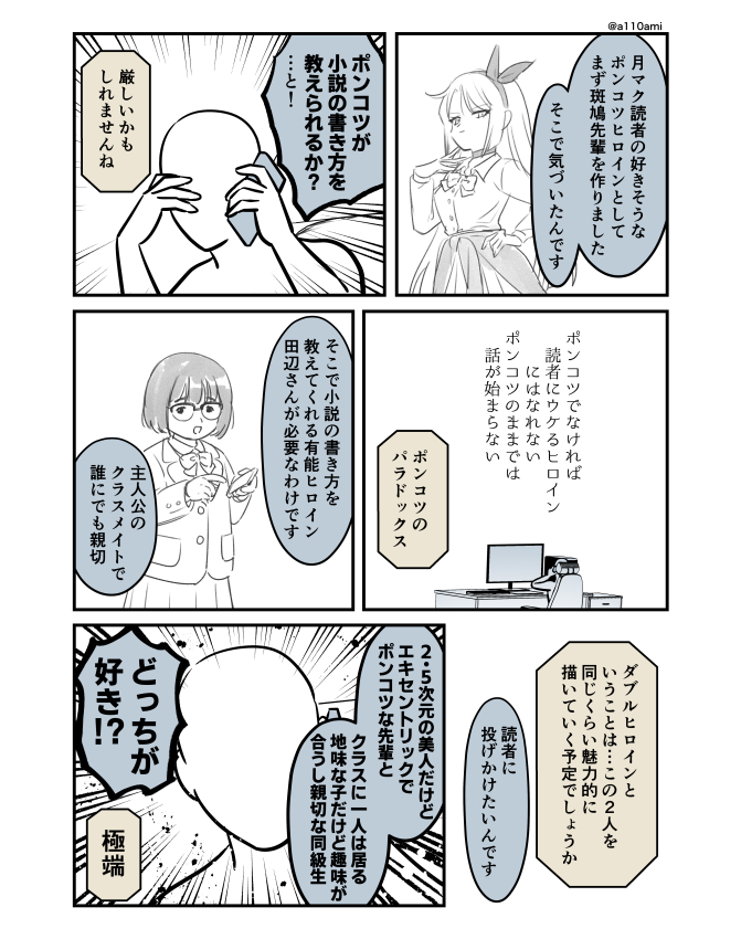 新連載を考える漫画家と編集のオリジナル漫画(のネーム) キャラデザのバリエーション編(2/3)
