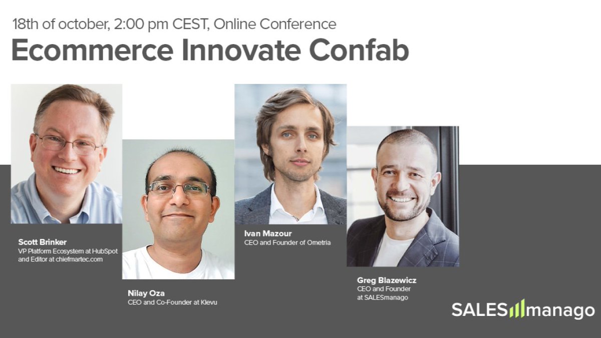📣 October 18th at 2PM CEST, join us for the next edition of the Ecommerce Innovate Confab online conference!

Register now to save a free spot: hubs.li/Q024CPVJ0

#EcommConfab #Ecommerce #Klevu