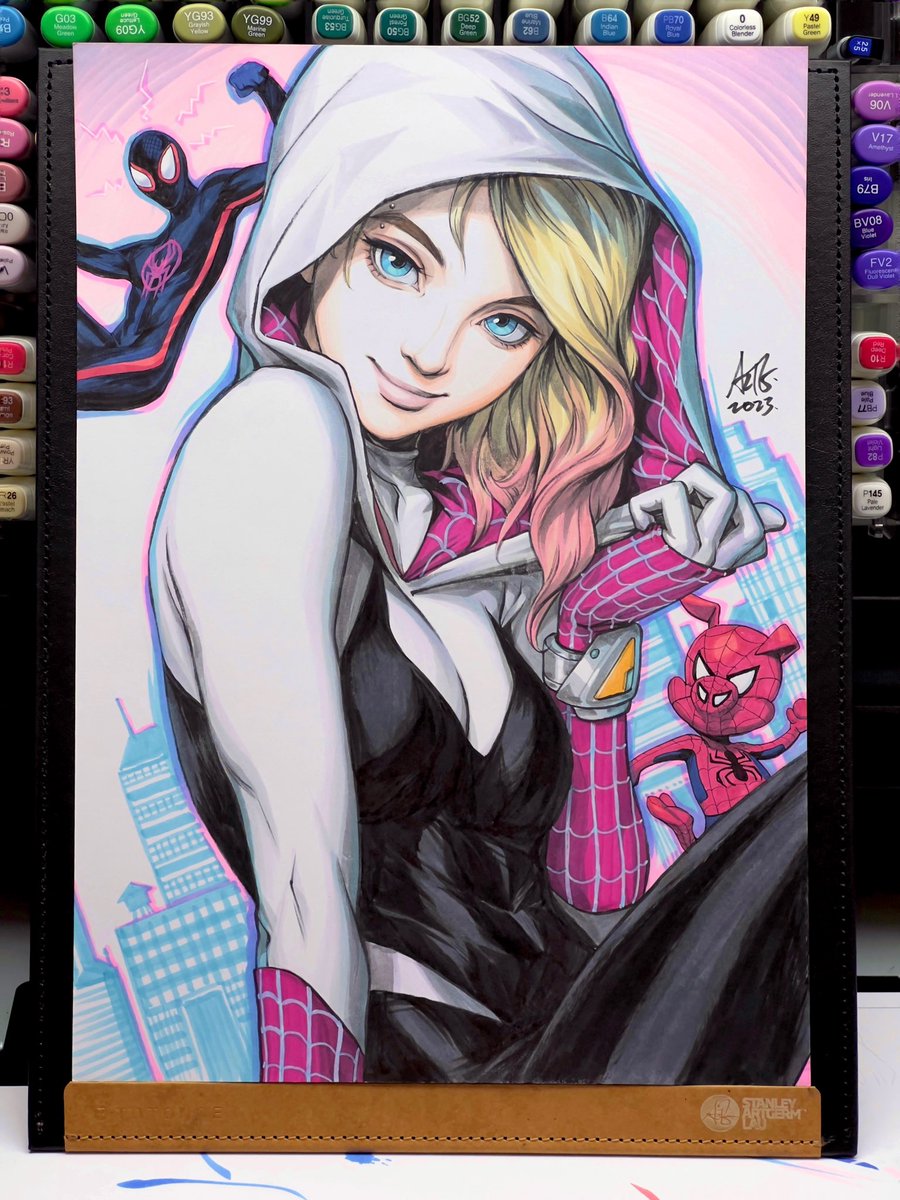 Artgerm's tweet photo. Arttrober Day 6 - Spider Gwen from Across the Spiderverse. #spidergwen #spiderman #arttrober2023 https://t.co/0q0p21aFNh