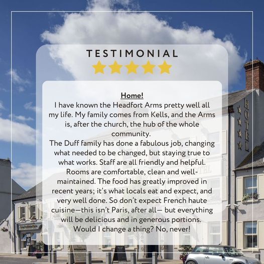These are our best advocates for our brand - our guests! Thank you to Sean for this amazing review. Visit headfortarms.ie