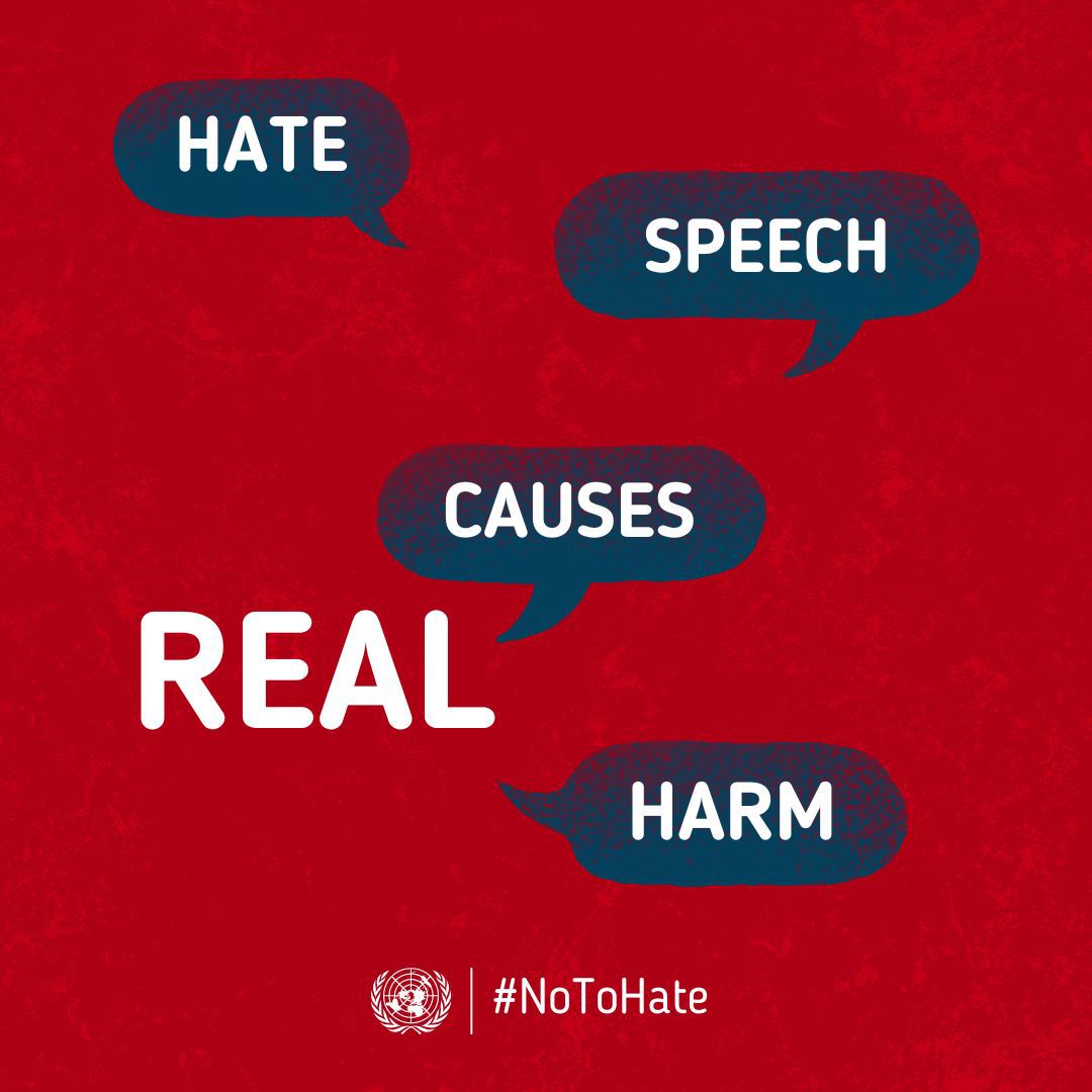 Say #NoToHate:

✅ Check the facts before sharing.
✅ Speak out against hate whenever it's safe to do so.
✅ Tackle hate by sharing messages of tolerance and equality.
✅ Take a public stand and support those targeted by hate speech.