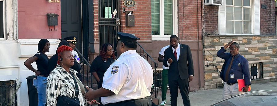 VictimWitnessSP's tweet photo. Victim Advocate Tanes'ja attended the Peace-Not-Guns Public Safety Walk in Point Breeze neighborhood  with Philadelphia City Councilmember Kenyatta Johnson, 17th District PPD, and community leaders. Residents and community members received hand outs for trauma support services. https://t.co/9AxJXarIuT